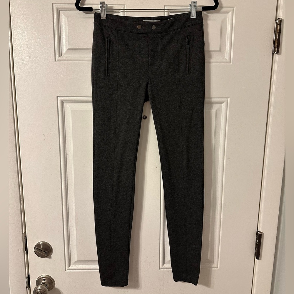 Vince Pants size‎ 0 Gray Ponte Knit Legging Snap Button Ankle stretchy